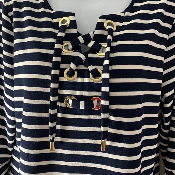 Charter Club | Striped bell sleeve Top - Picture 2 of 16